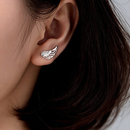 Sterling Silver Elegant Angel Wing Crawler Earrings