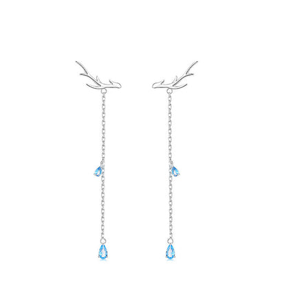 Sterling Silver Elegant Antler Tassel Earrings