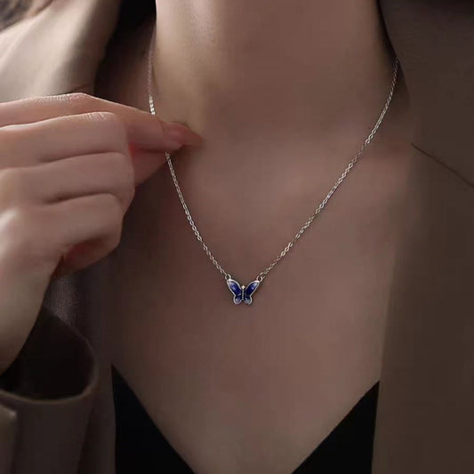 Sterling Silver Elegant Blue Butterfly Necklaces