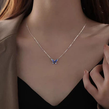 Sterling Silver Elegant Blue Butterfly Necklaces