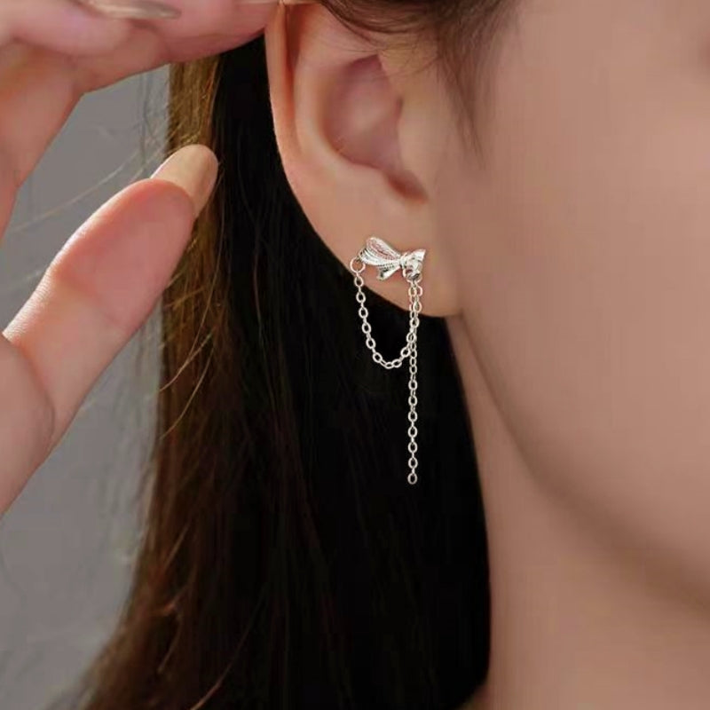 Sterling Silver Elegant Bow Earrings