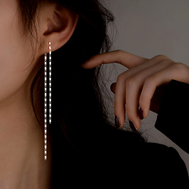 Sterling Silver Elegant Chain Tassel Earrings