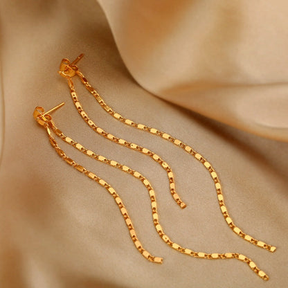Sterling Silver Elegant Chain Tassel Earrings