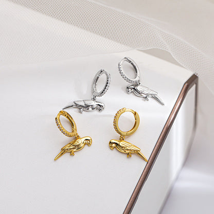 Sterling Silver Elegant Diamond Retro Bird Earrings