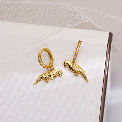 Sterling Silver Elegant Diamond Retro Bird Earrings
