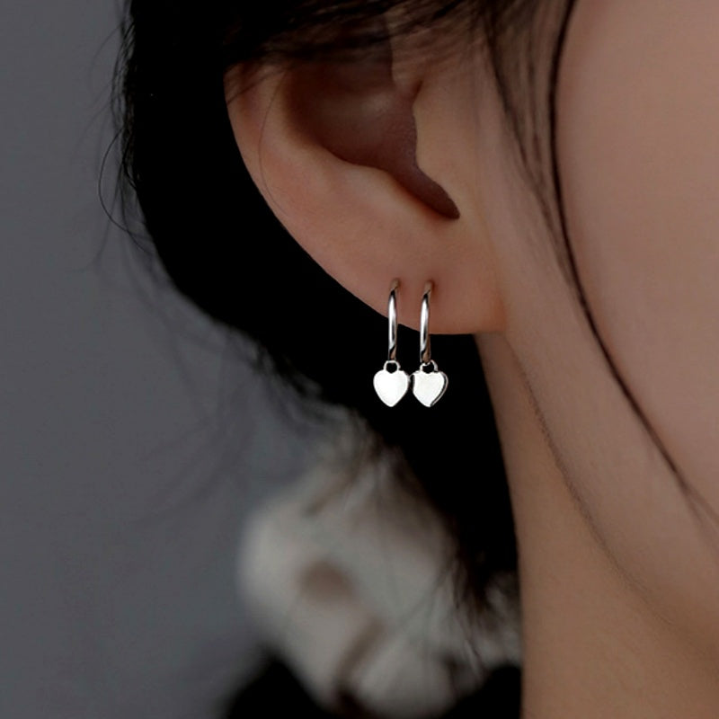Sterling Silver Elegant Double-Layer Heart Earrings