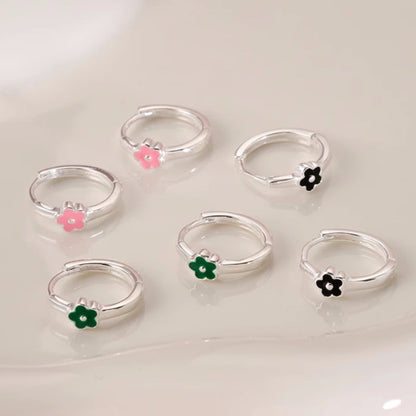 Sterling Silver Elegant Flower Hoop Earrings