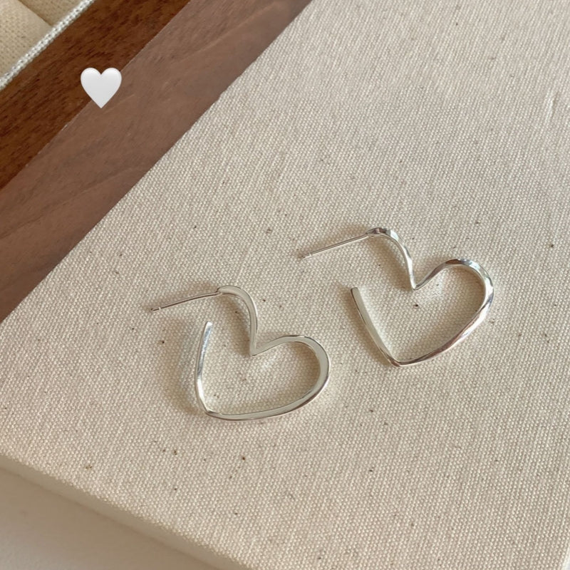 Sterling Silver Elegant Heart-Design Earrings