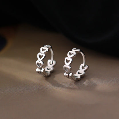 Sterling Silver Elegant Heart-Design Hoop Earrings