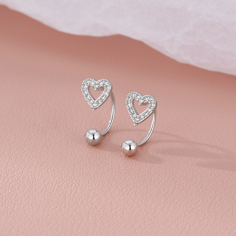 Sterling Silver Elegant Heart Screw Studs