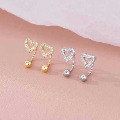 Sterling Silver Elegant Heart Screw Studs
