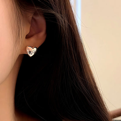 Sterling Silver Elegant Heart Studs