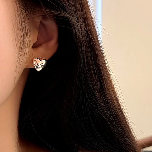 Sterling Silver Elegant Heart Studs