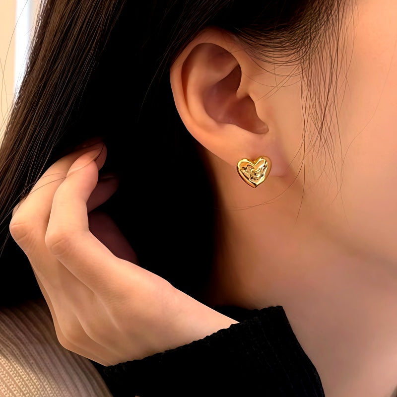 Sterling Silver Elegant Heart Studs