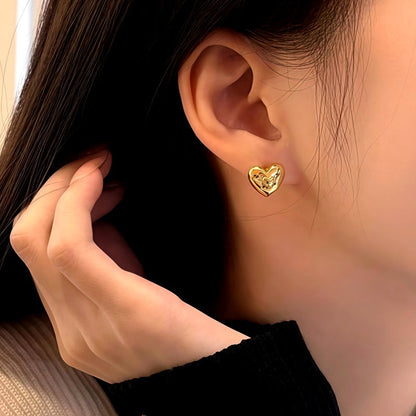 Sterling Silver Elegant Heart Studs