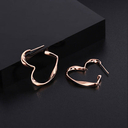 Sterling Silver Elegant Hollow Love Heart Earrings