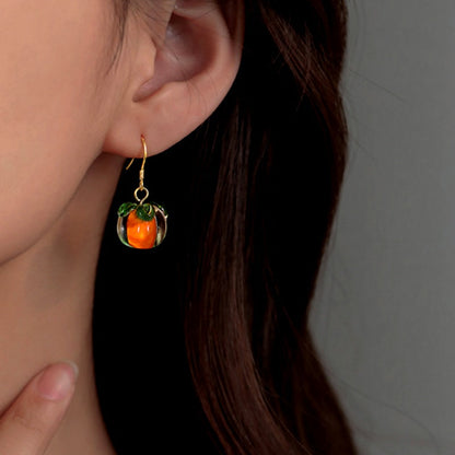 Sterling Silver Elegant Persimmon Ruyi Ear Hook Earrings