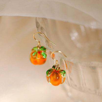 Sterling Silver Elegant Persimmon Ruyi Ear Hook Earrings