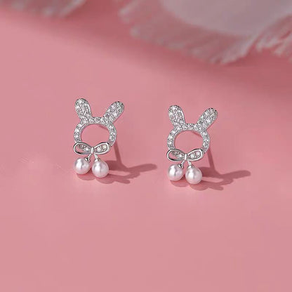 Sterling Silver Elegant Rabbit Bow Studs