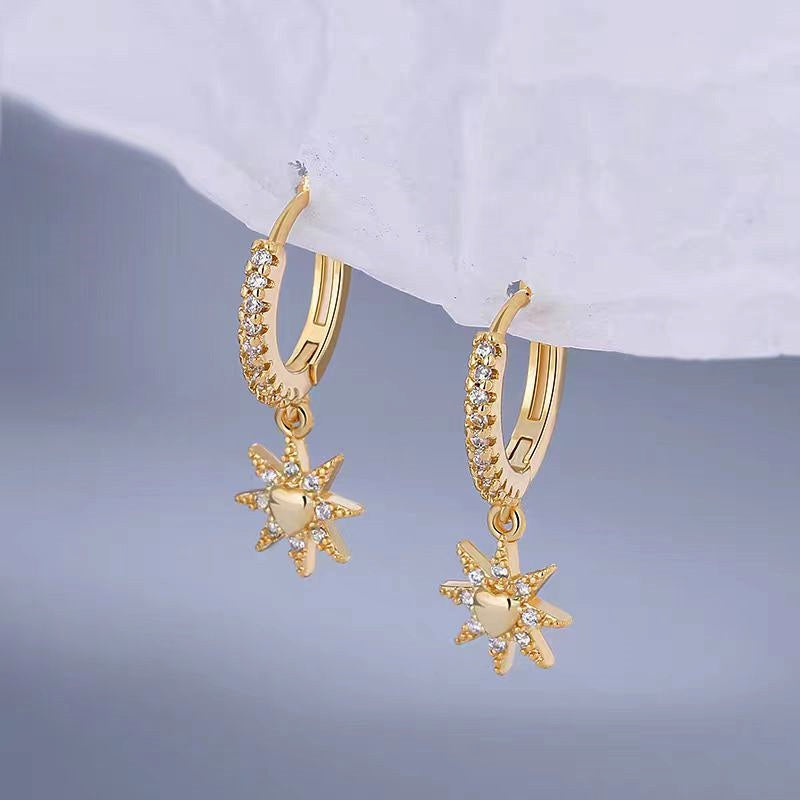 Sterling Silver Elegant Small Sun Earrings