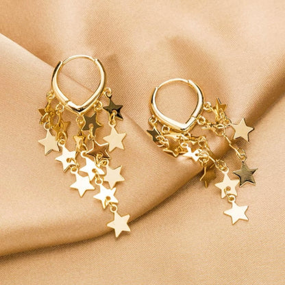 Sterling Silver Elegant Star Tassel Earrings