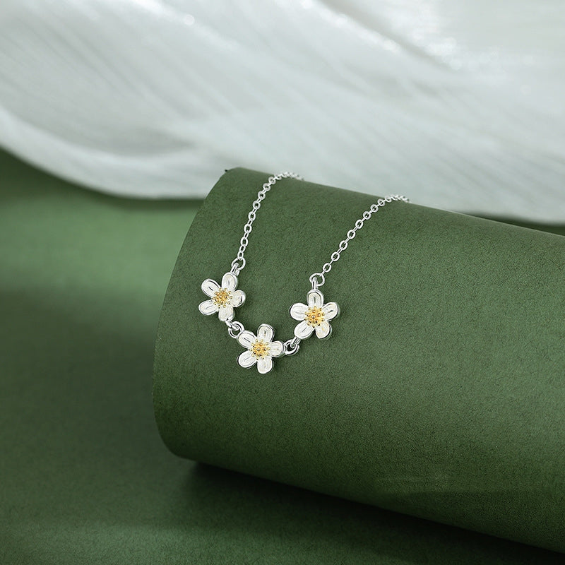 Sterling Silver Elegant Three Daisy Flower Necklaces