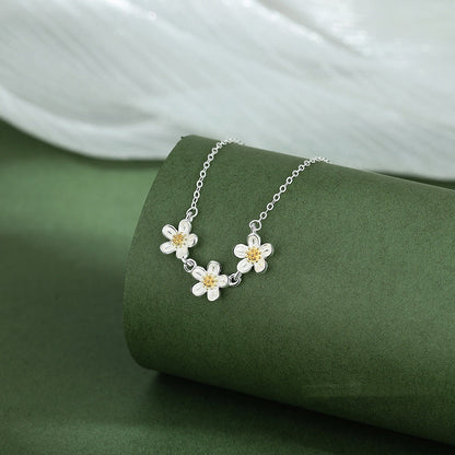 Sterling Silver Elegant Three Daisy Flower Necklaces