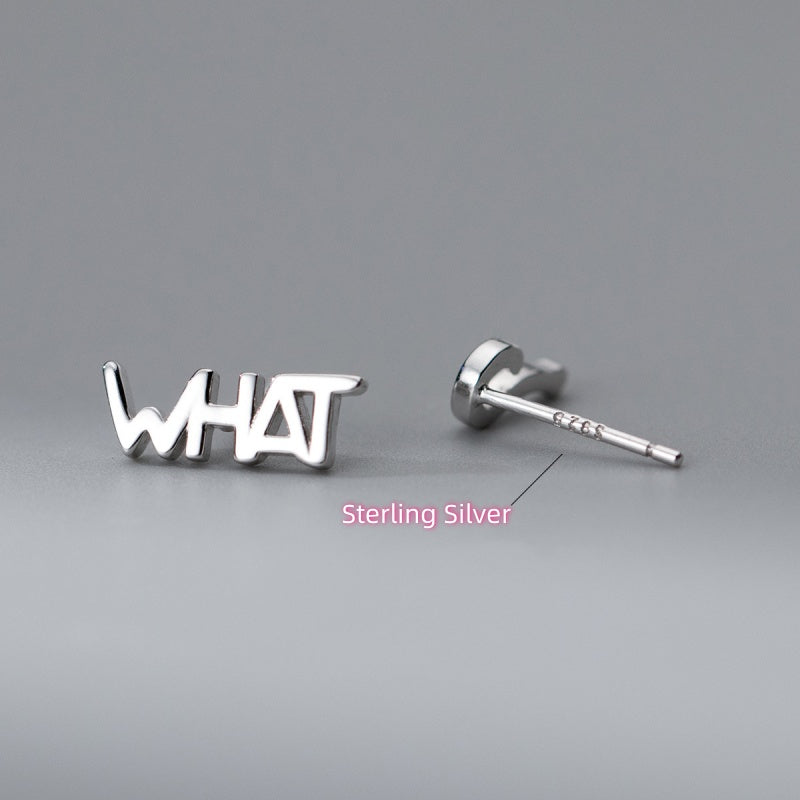 Sterling Silver Elegant WHAT? Stud Earrings