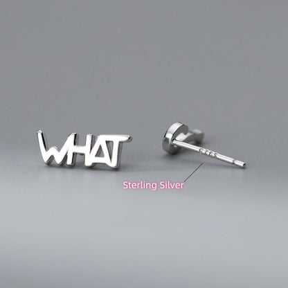 Sterling Silver Elegant WHAT? Stud Earrings