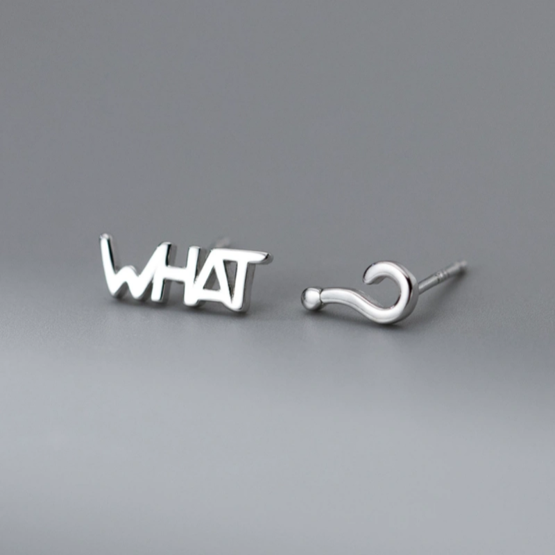 Sterling Silver Elegant WHAT? Stud Earrings