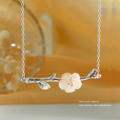Sterling Silver Exquisite Flower Branch Necklace