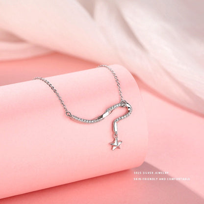 Sterling Silver Fantasy Diamond Shooting Star Necklace
