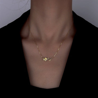 Sterling Silver Flower Branch Girl Necklace