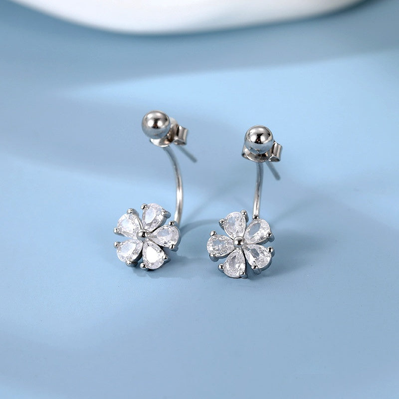 Sterling Silver Flower Jacket Earrings