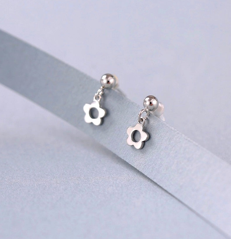 Sterling Silver Flower Tassel Earrings
