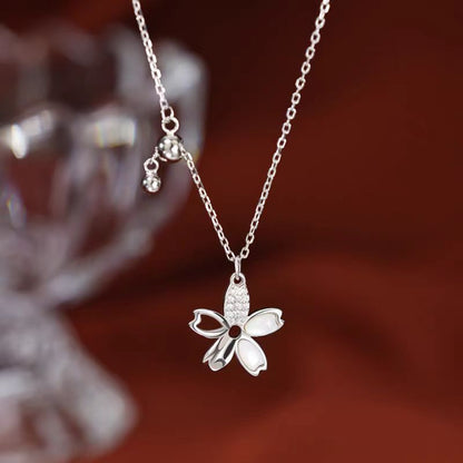 Sterling Silver Flower Tassel Necklace