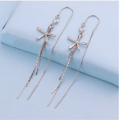 Sterling Silver Flower Threader Earrings