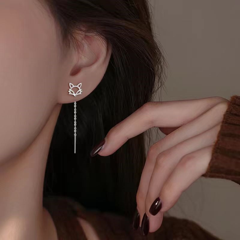 Sterling Silver Fox Threader Earrings