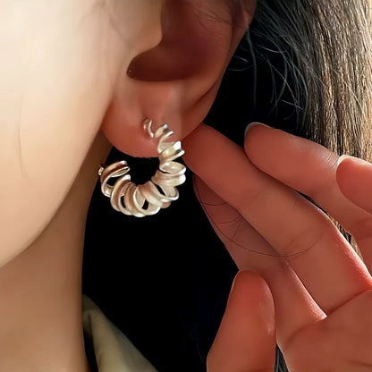 Sterling Silver Frosted Telephone Wire Earrings