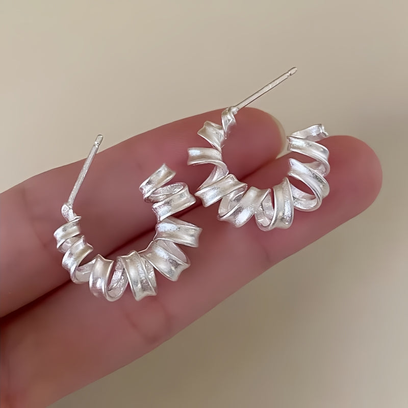 Sterling Silver Frosted Telephone Wire Earrings