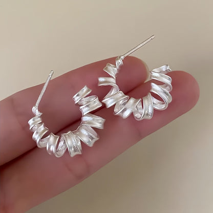 Sterling Silver Frosted Telephone Wire Earrings