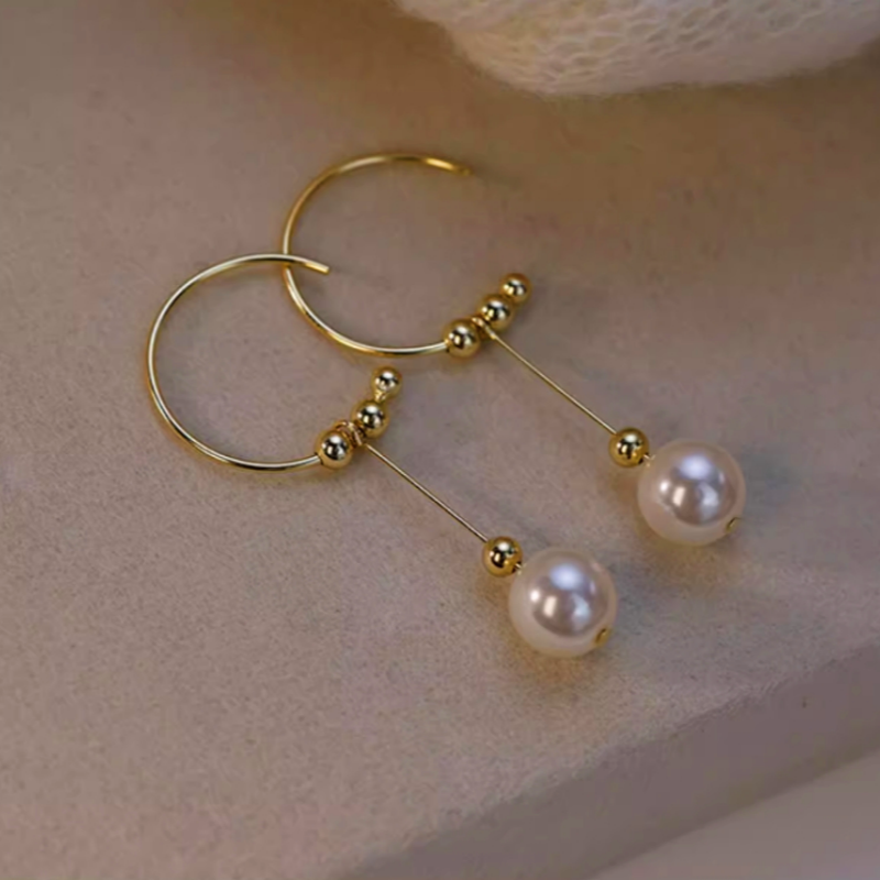 Sterling Silver Geometric Bead Earrings