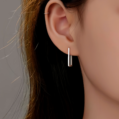 Sterling Silver Geometric Rectangular Earrings