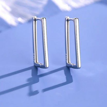 Sterling Silver Geometric Rectangular Earrings