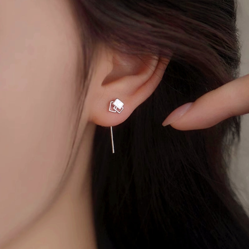 Sterling Silver Geometric Square Threader Earrings
