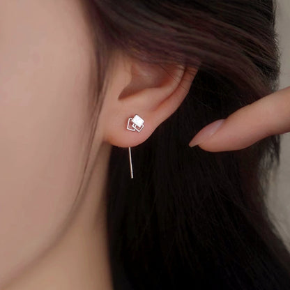 Sterling Silver Geometric Square Threader Earrings