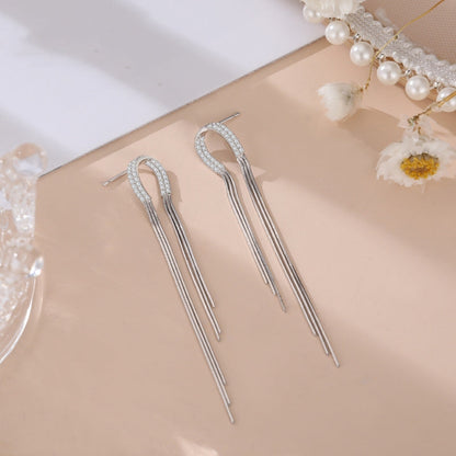Sterling Silver Geometric Tassel Earrings
