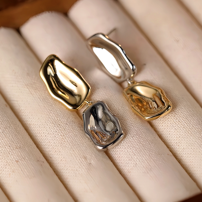 Sterling Silver Golden And Silver Drop Earrings