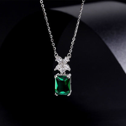 Sterling Silver Green Zircon Crystal Necklace