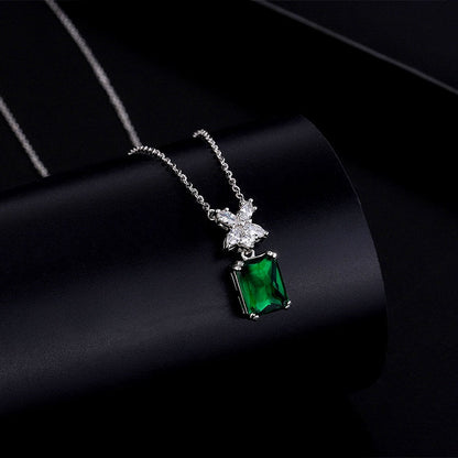 Sterling Silver Green Zircon Crystal Necklace